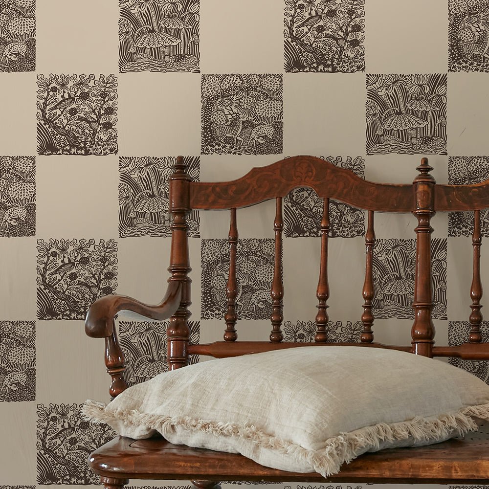 Animal Check Wallpaper - Chimney - Cromwell Stone - Josephine Munsey - ANI-023-027 - Premier Wallcovering