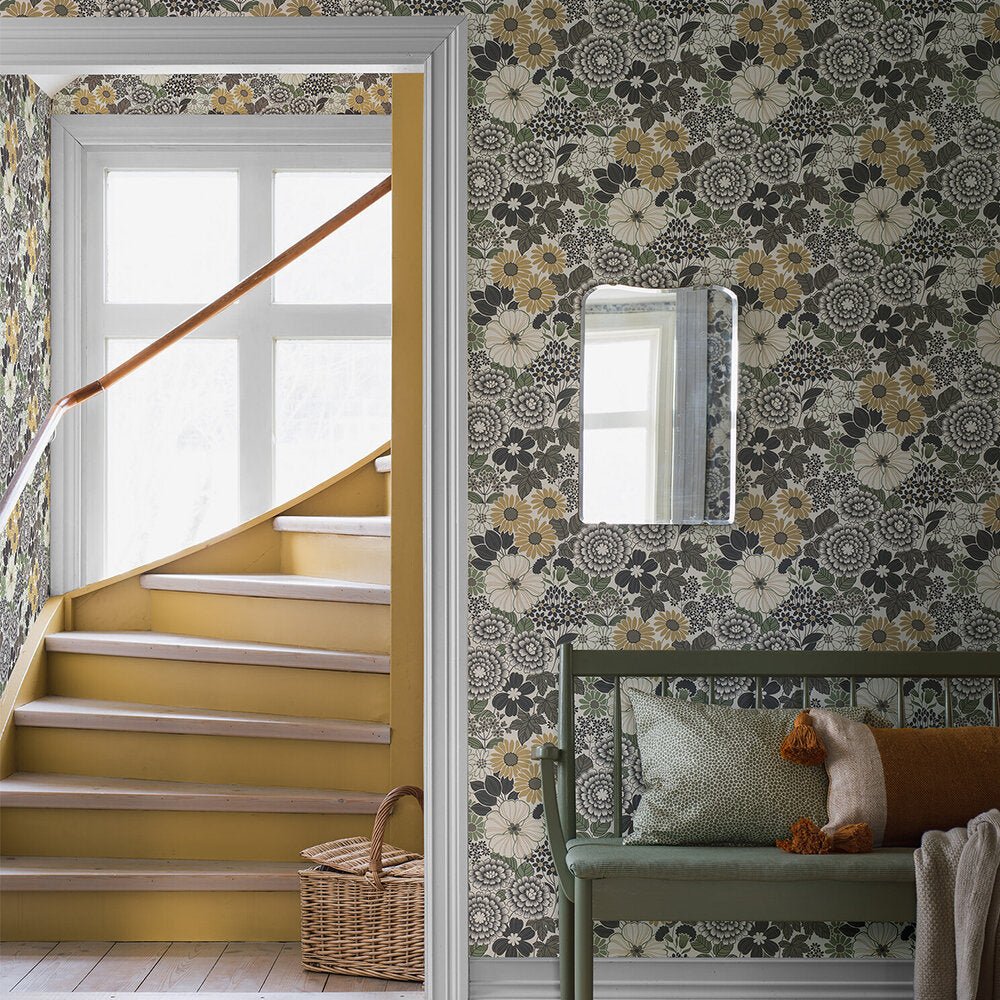 Anita Wallpaper - Brown/ Yellow - Boråstapeter - 2033 - Premier Wallcovering