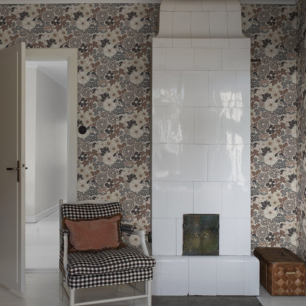 Anita Wallpaper - Brown/ Black - Boråstapeter - 2034 - Premier Wallcovering