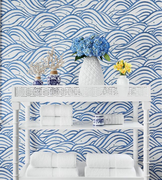 Waves Room Wallpaper - Blue