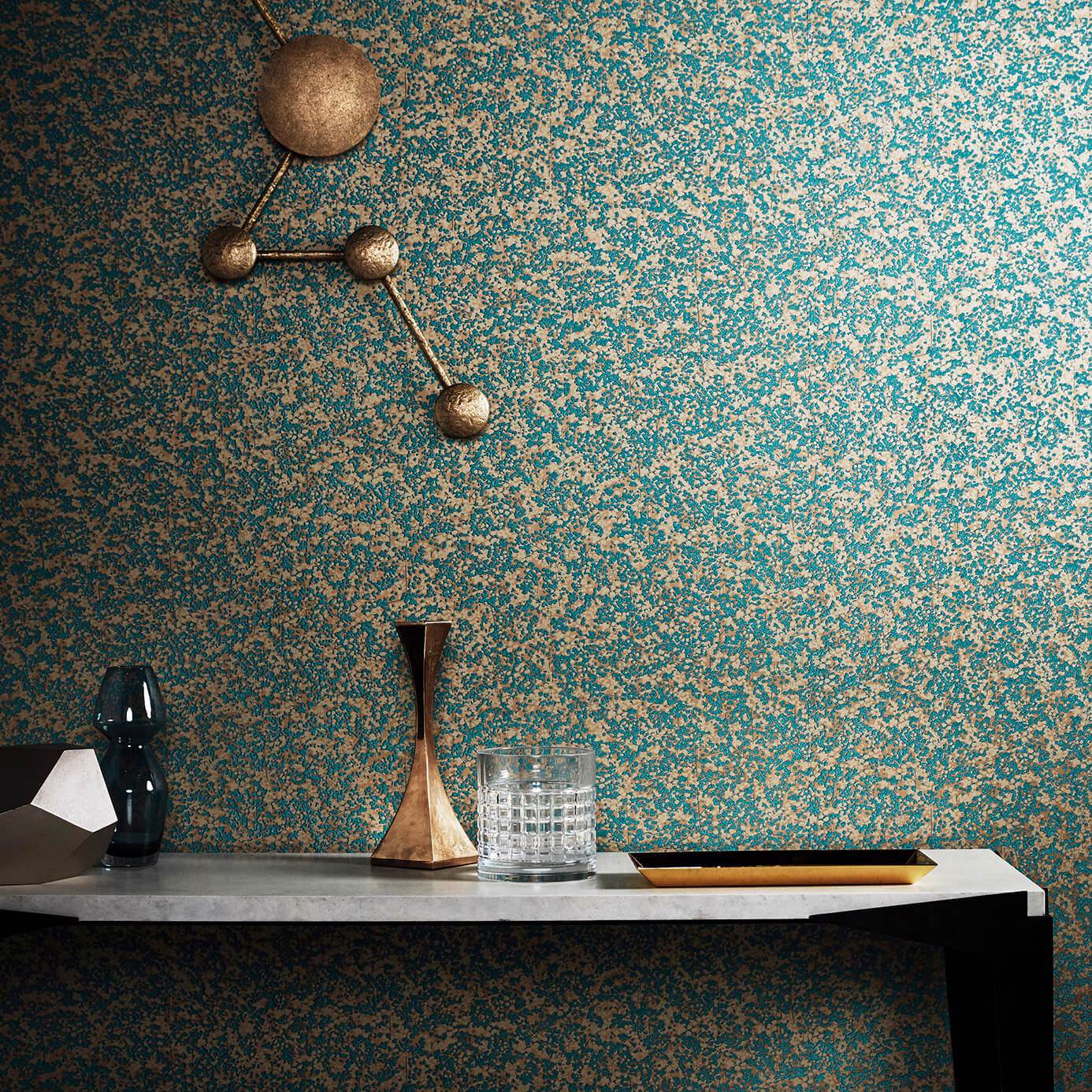 Anthology Coral Wallpaper - Teal/Gold - EANV111869 - Harlequin - Premier Wallcovering