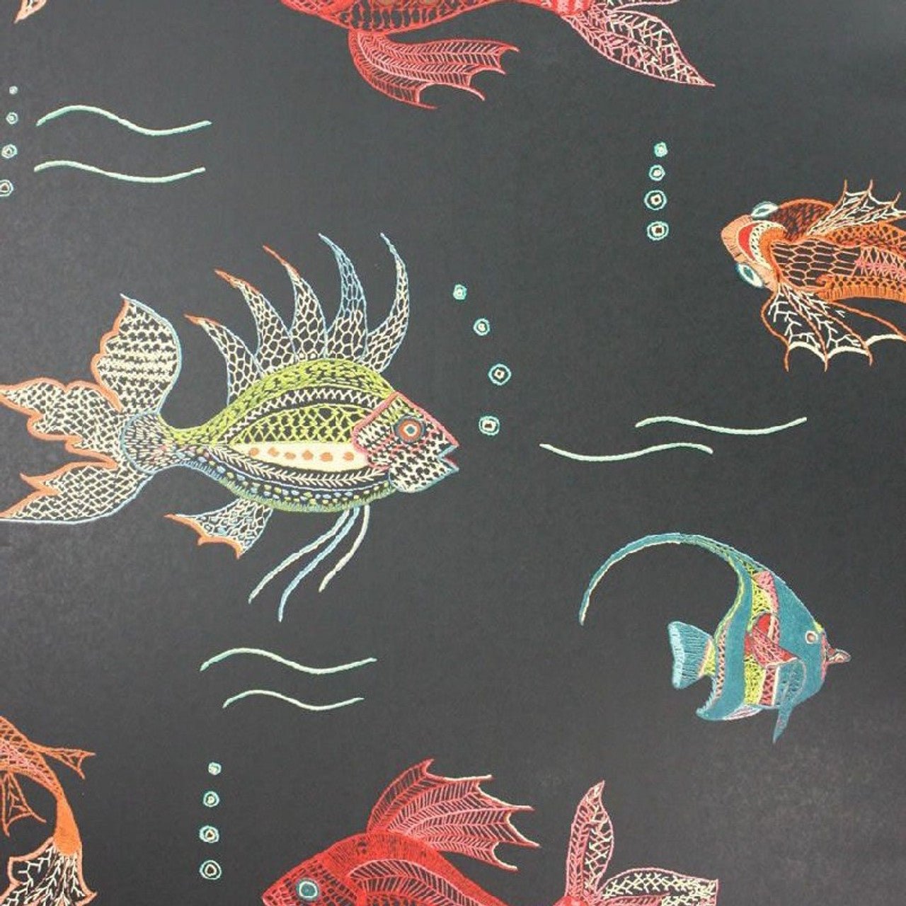 Aquarium Wallpaper - Black - Nina Campbell - NCW3833 - 01 - Premier Wallcovering