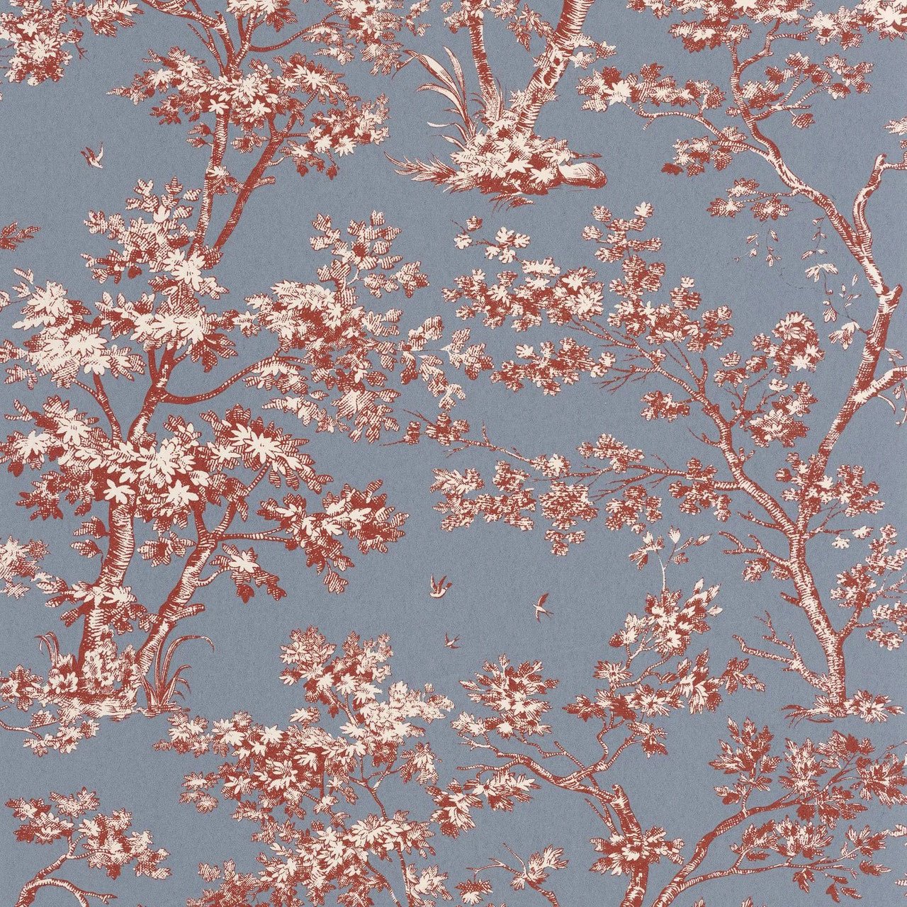 Arbre Les Belles Toiles De Jouy Wallpaper - Bleu Orage - Casadeco - 81526776 - Premier Wallcovering