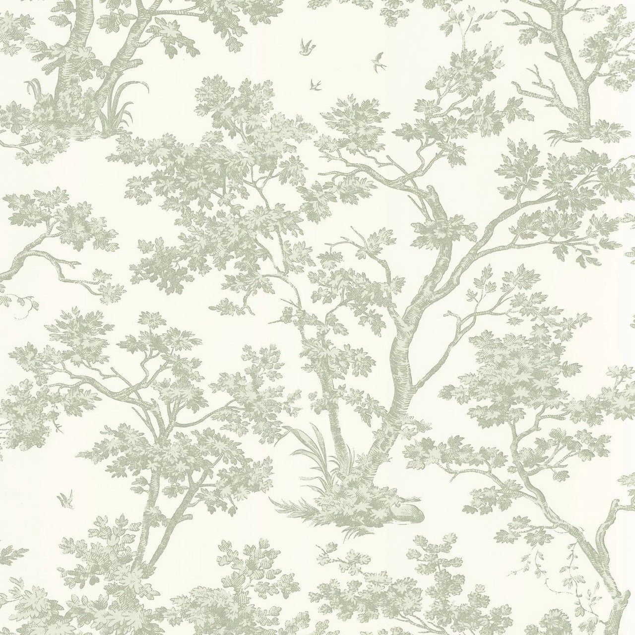 Arbre Les Belles Toiles De Jouy Wallpaper - Vert Amande - Casadeco - 81527227 - Premier Wallcovering