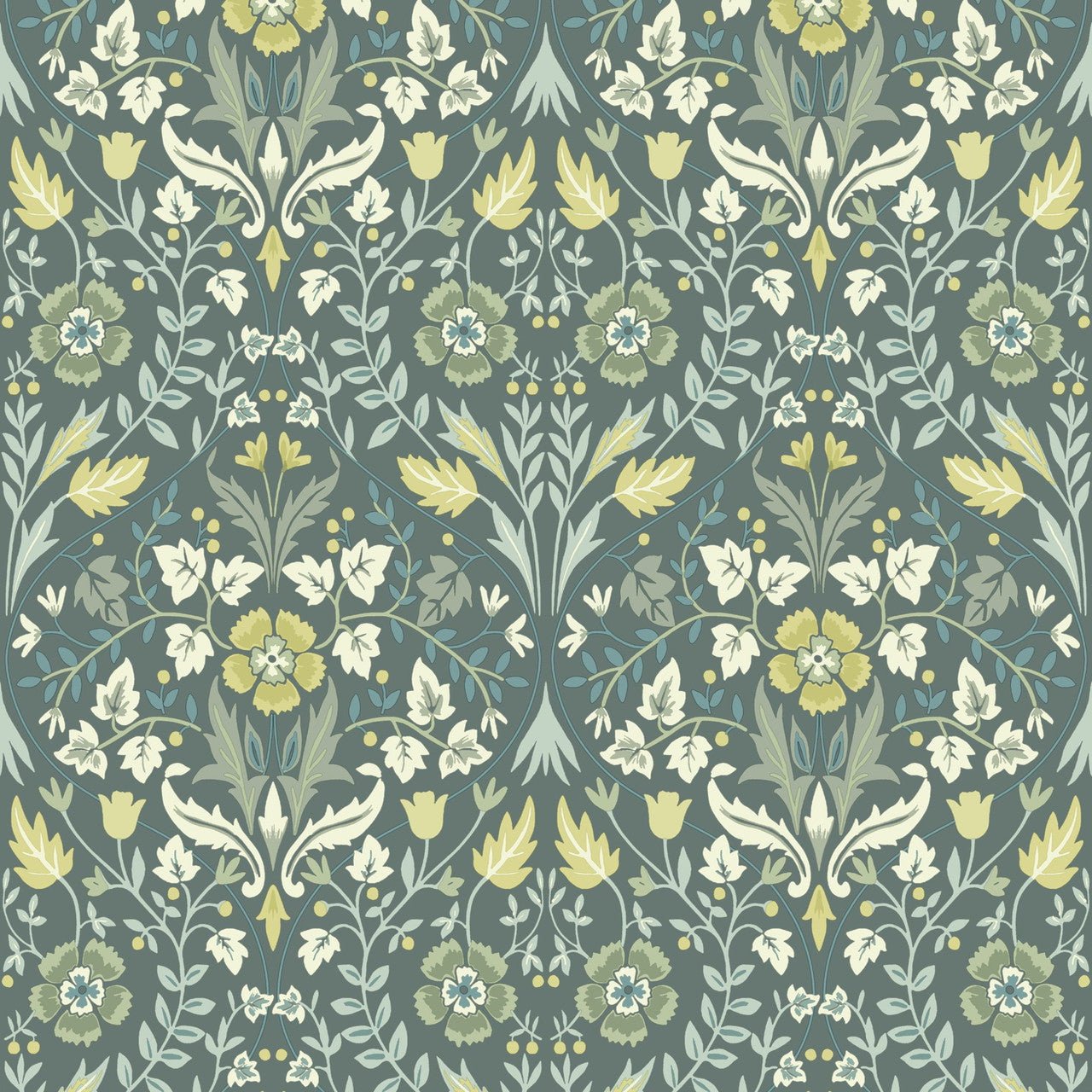 Archibald Arts and Crafts Wallpaper - Vert Sauge - Casadeco - 86337401 - Premier Wallcovering