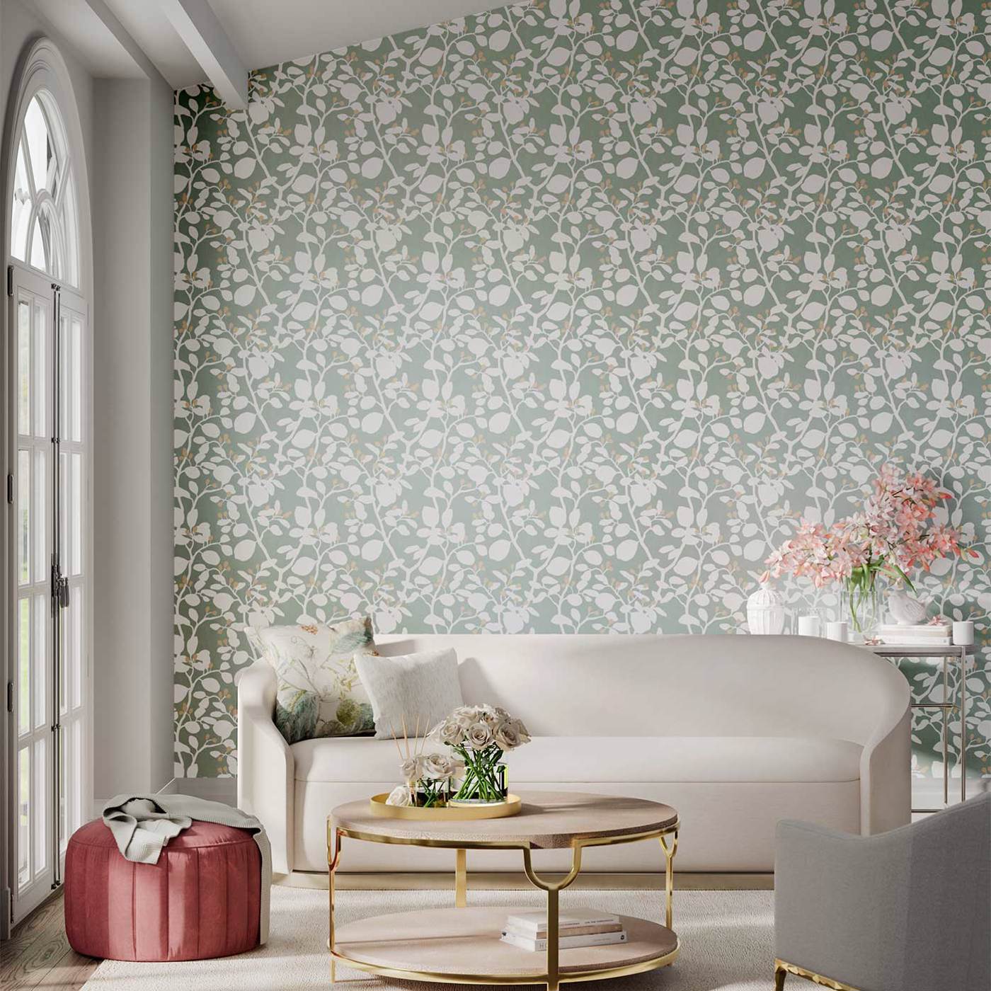 Ardisia Wallpaper - Succulent/Soft Focus/ Gold - HTEW112771 - Harlequin - Premier Wallcovering