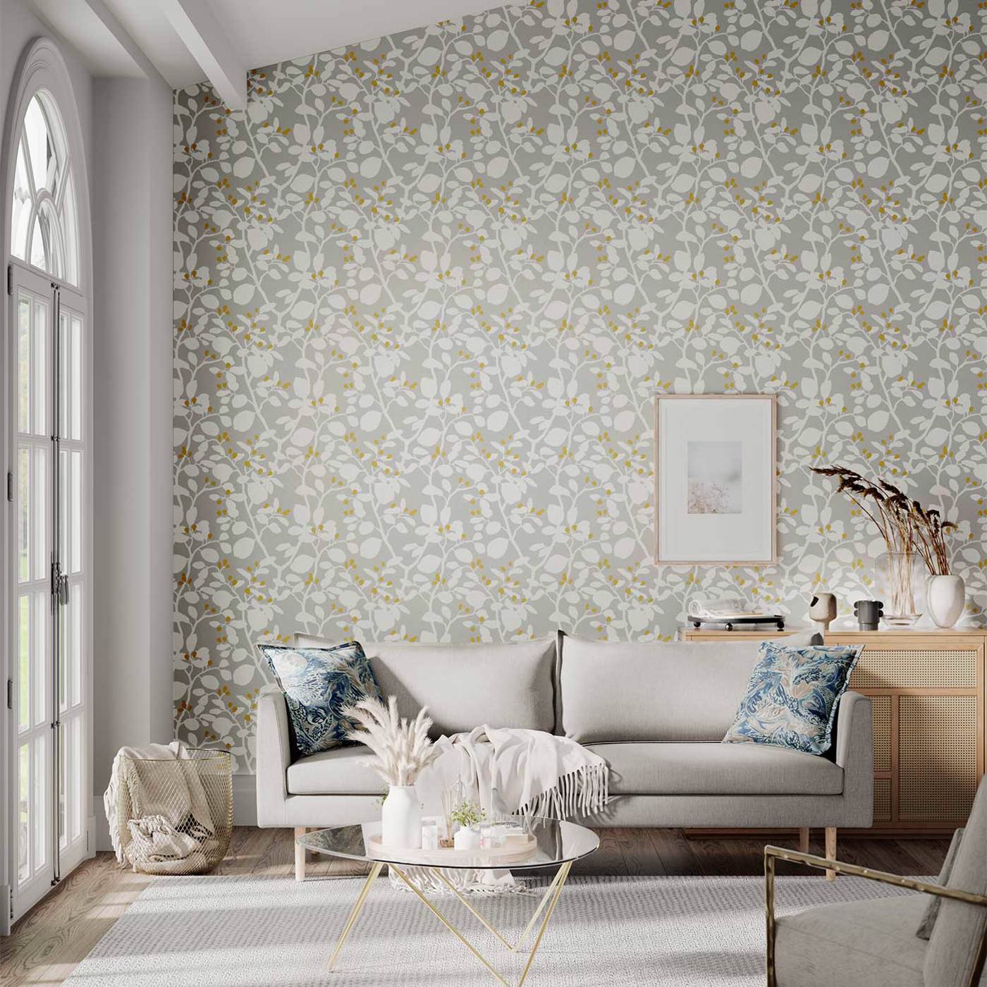 Ardisia Wallpaper - Soft Focus/Oyster/Gold - HTEW112773 - Harlequin - Premier Wallcovering