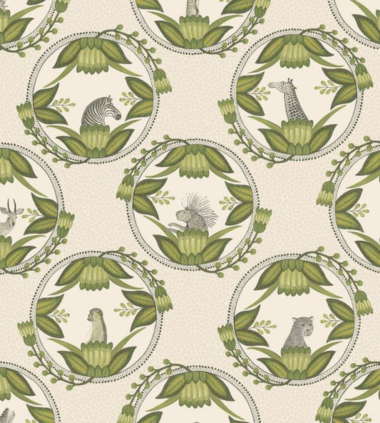 Ardmore Cameos Wallpaper - Olive Green on Stone - 109/9041 - Cole & Son - Premier Wallcovering