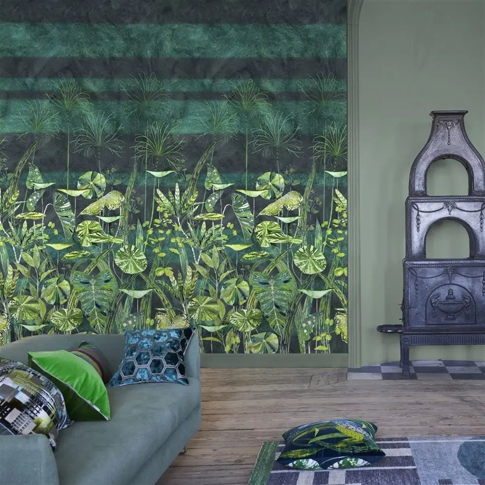 Arjuna Leaf Wallpaper - Viridian - PDG1088/01 - Designers Guild