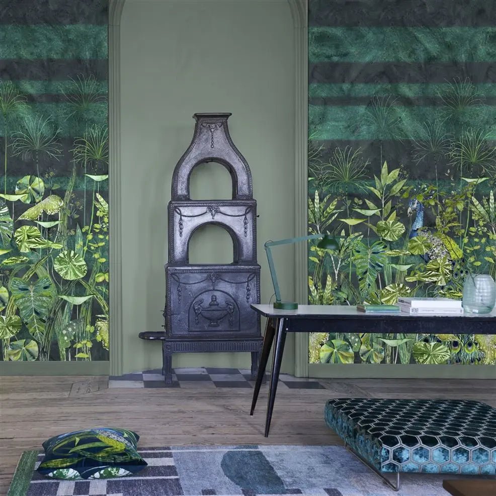 Arjuna Leaf Wallpaper - Viridian - PDG1088/01 - Designers Guild