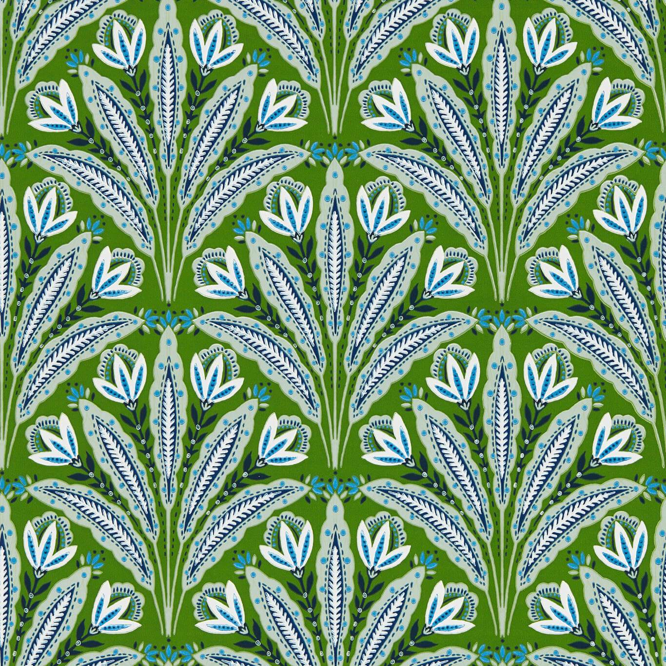 Attingham Wallpaper - Cobalt/Green - Clarke & Clarke - W0193/01 - Premier Wallcovering
