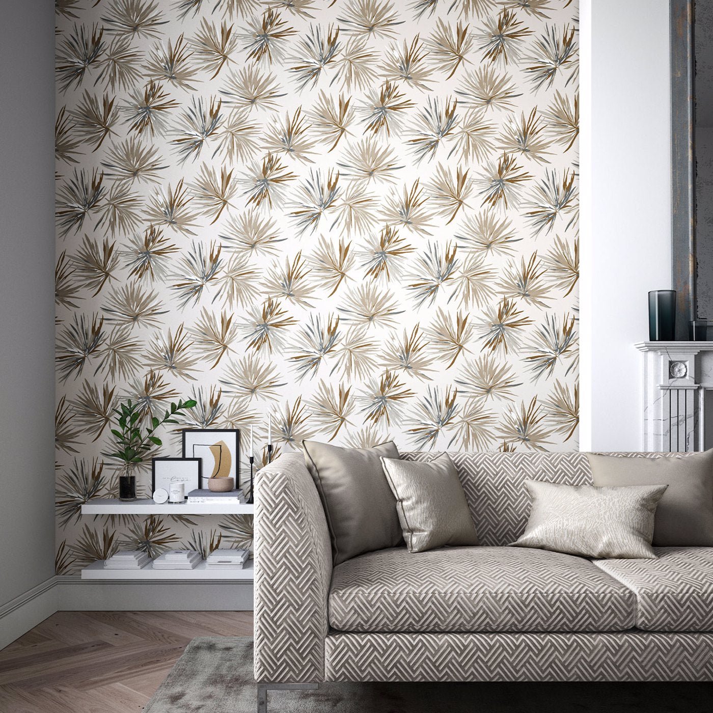 Aucuba Wallpaper - Bronze/Sediment/Pearl - HM7W112746 - Harlequin - Premier Wallcovering