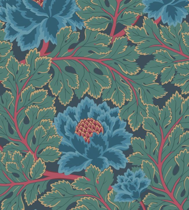 Aurora Wallpaper - Petrol & Teal on Ink - 116/1003 - Cole & Son - Premier Wallcovering