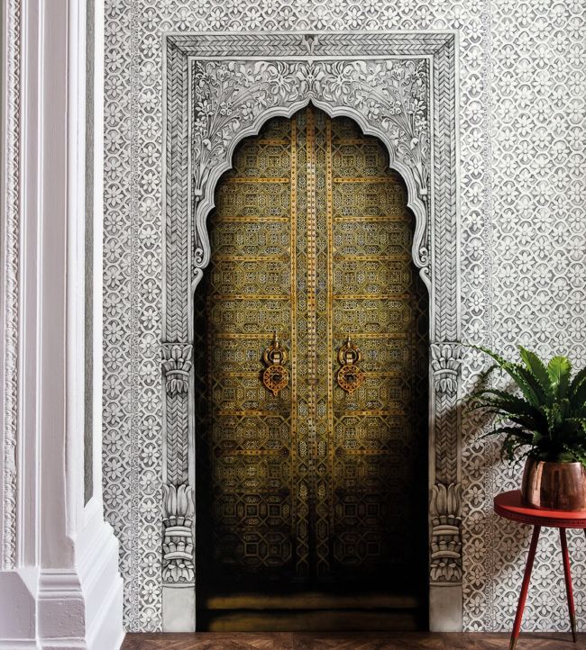 Bahia Wallpaper - Metallic Gold, Soot & Snow - 113/4012 - Cole & Son - Premier Wallcovering