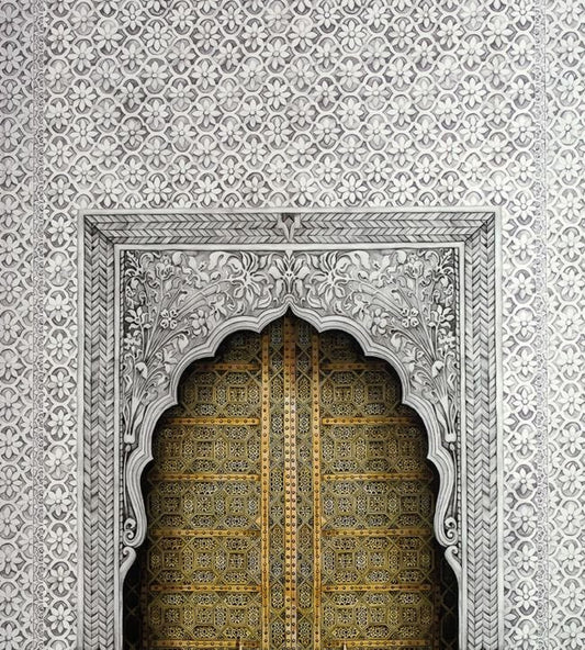 Bahia Wallpaper - Metallic Gold, Soot & Snow - 113/4012 - Cole & Son - Premier Wallcovering