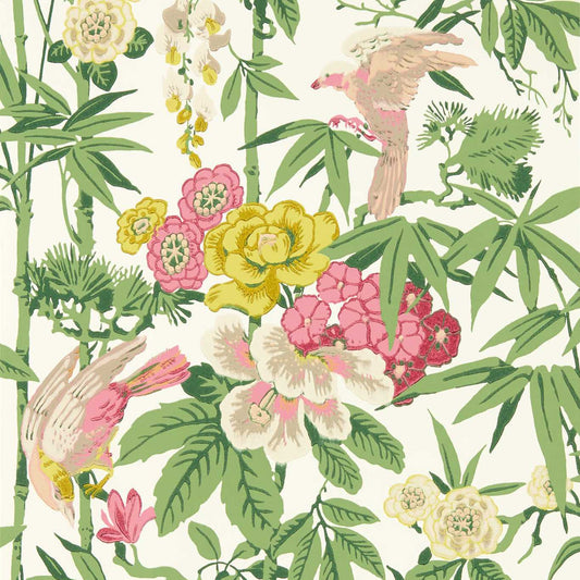Bamboo & Birds Wallpaper - Scallion Green - DWAW217130 - Sanderson