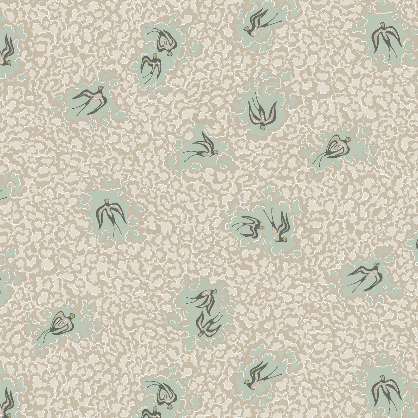 Bea's Swallows Wallpaper - Cliffwell Stone and Radmoor Blue - Josephine Munsey - JMW-102021 - Premier Wallcovering
