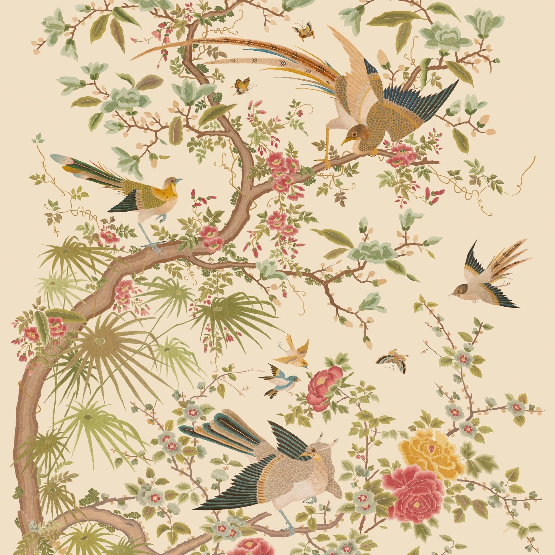 Belmont Wallcovering Wallpaper - Pink/Green - Colefax & Fowler - W7031-01