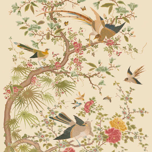 Belmont Wallcovering Wallpaper - Pink/Green - Colefax & Fowler - W7031-01