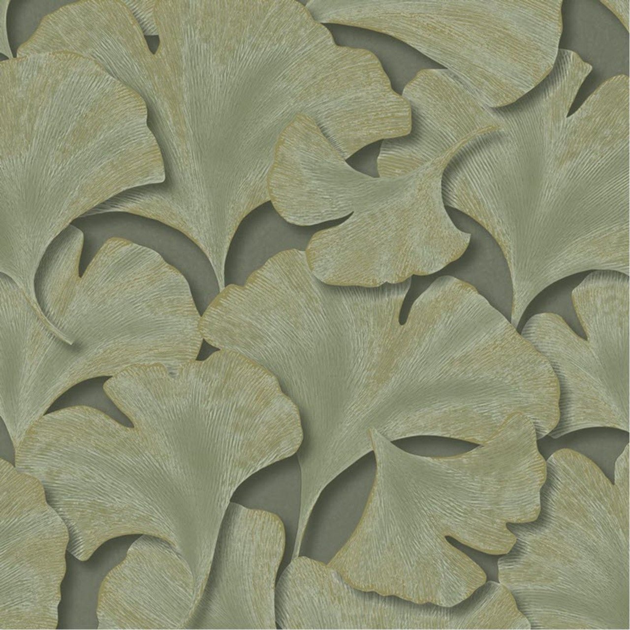 Biloba Ginkgo Wallpaper - Vert Kaki - Casadeco - 86247318 - Premier Wallcovering
