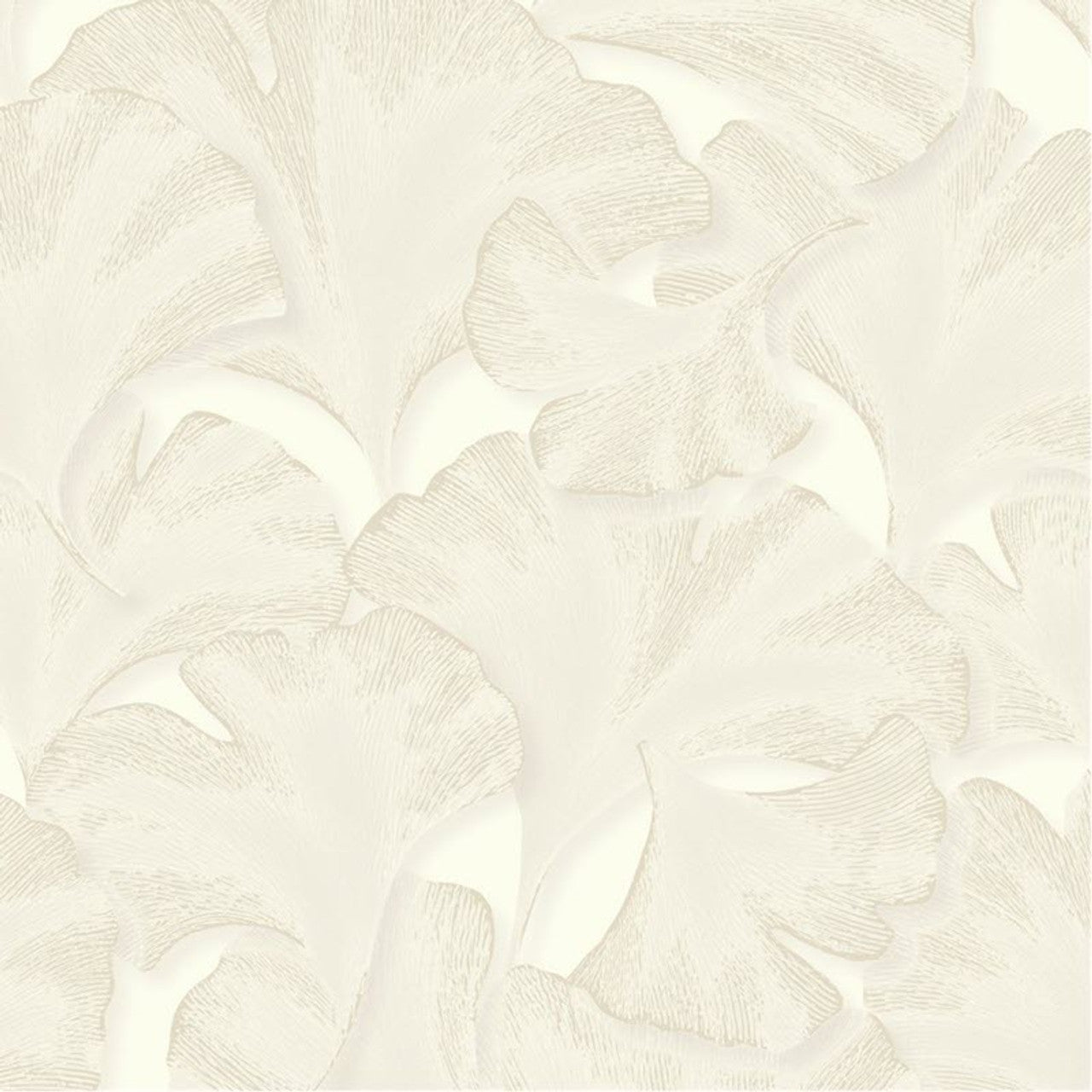 Biloba Ginkgo Wallpaper - Blanc Neige - Casadeco - 86240101 - Premier Wallcovering