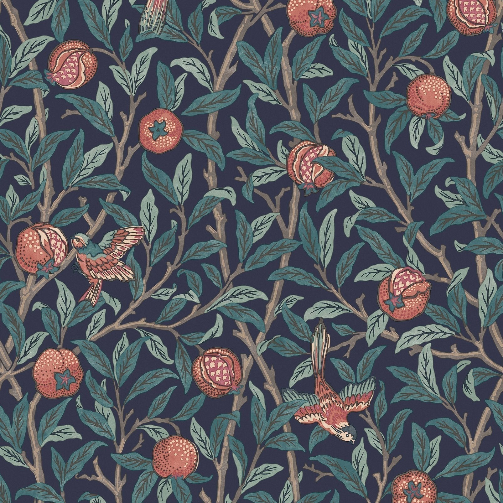 Bird & Pomegranate Wallpaper - Navy Blue - 124259 - William Morris AH - Premier Wallcovering