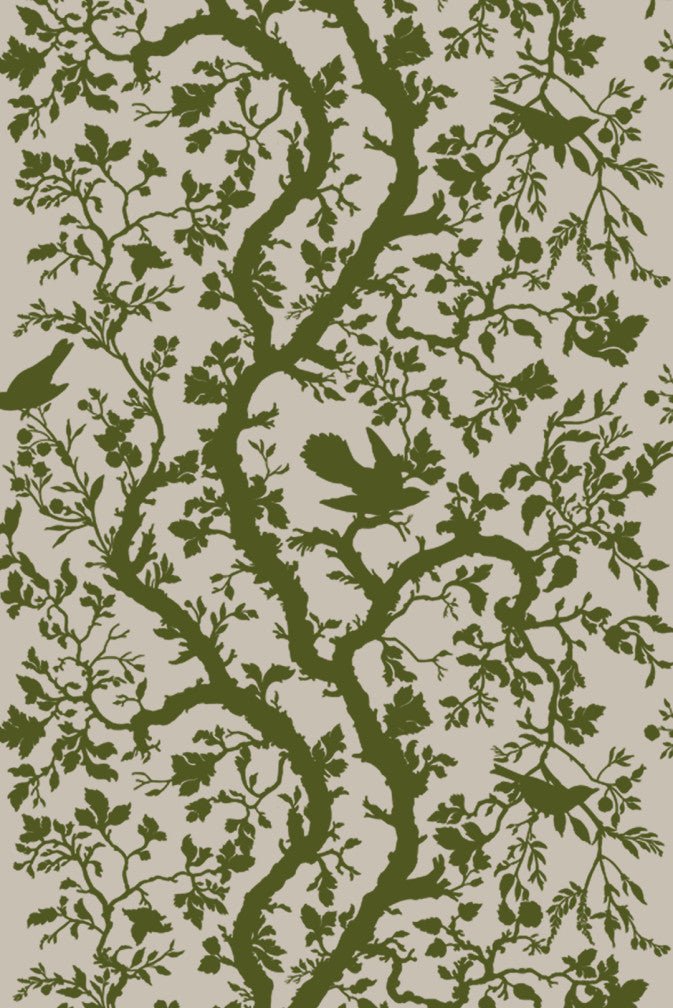 Birdbranch Fabric - Olive Green - Timorous Beasties - BB/1614/07 - Premier Wallcovering