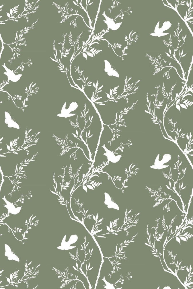 Birdbranch Stripe Wallpaper - White on Hampden - Timorous Beasties - EX/BBS/5003/05 - Premier Wallcovering