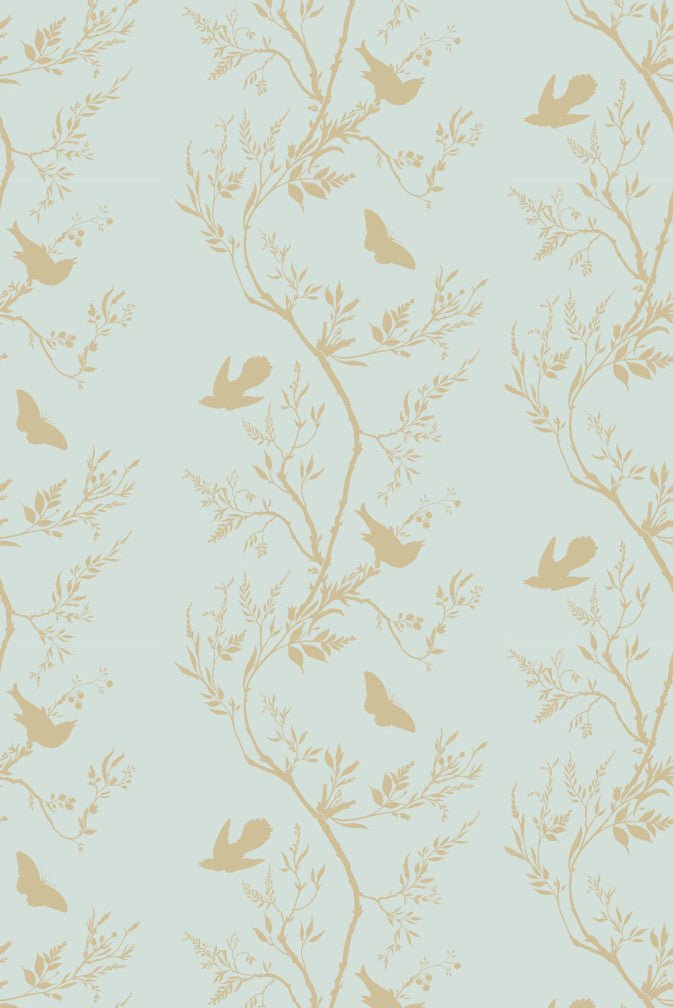 Birdbranch Stripe Wallpaper - Gold Pearl on Mitchell - Timorous Beasties - EX/BBS/5001/06 - Premier Wallcovering
