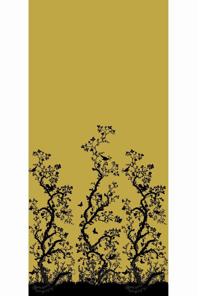 Birdbranch Wallpaper Panels - Black on Gold - Timorous Beasties - EX/BIRD/4000/01 - Premier Wallcovering