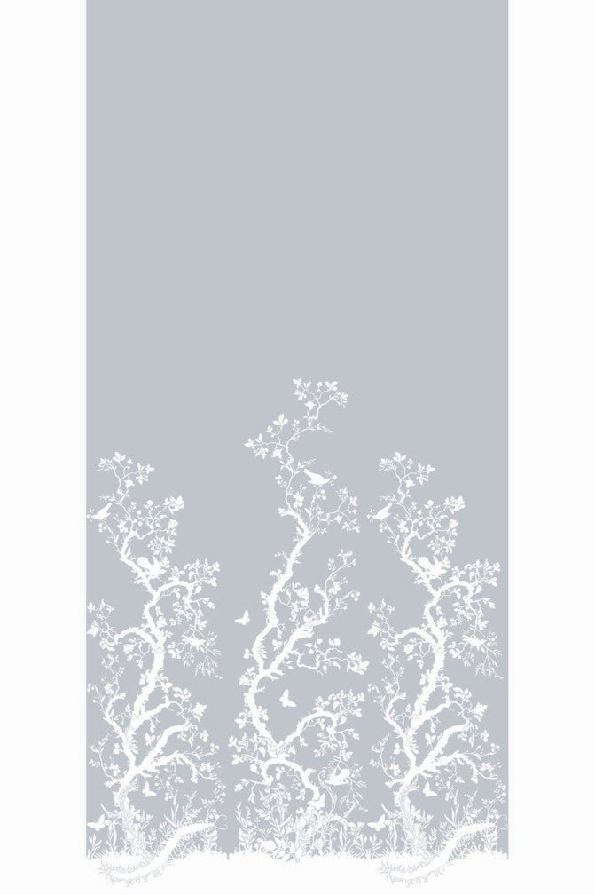 Birdbranch Wallpaper Panels - White on Pale Blue - Timorous Beasties - EX/BIRD/4232/05 - Premier Wallcovering