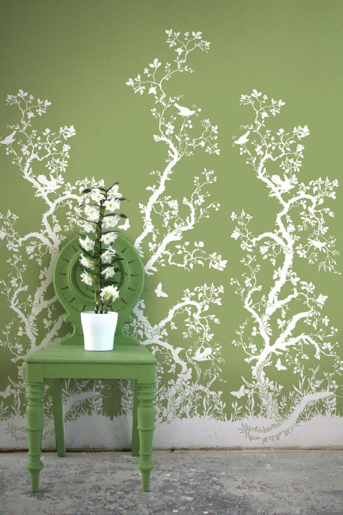 Birdbranch Wallpaper Panels - White on Kingsburgh - Timorous Beasties - EX/BIRD/5002/06 - Premier Wallcovering