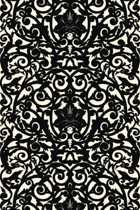 Birdcage Superwide Wallpaper - Black on Ivory - Timorous Beasties - SWP/BRC/IVY/01 - Premier Wallcovering