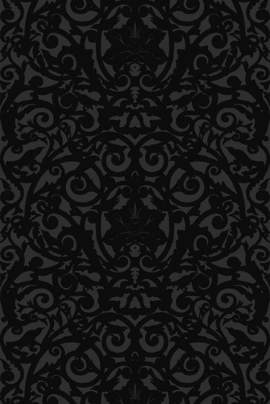 Birdcage Superwide Wallpaper - Black on Black - Timorous Beasties - SWP/BRC/BLK/05 - Premier Wallcovering