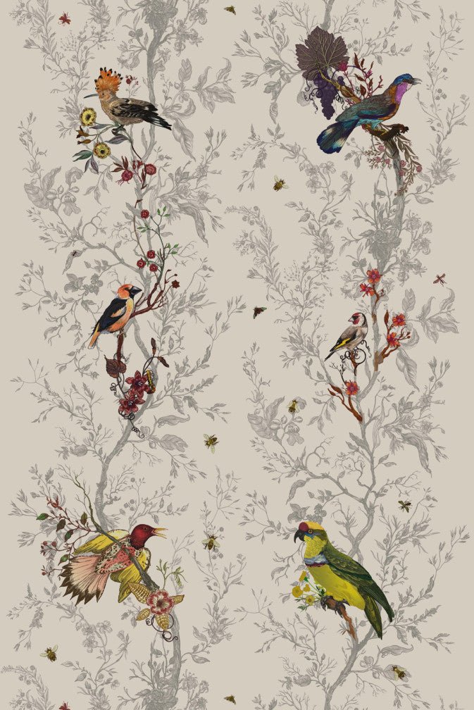 Birds N Bees Fabric - Original - Timorous Beasties - DIGI/BNB/3012/01 - Premier Wallcovering