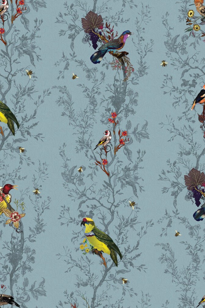 Birds N Bees Wallpaper - Skye - Timorous Beasties - BTN/BNB/TXMT/04 - Premier Wallcovering
