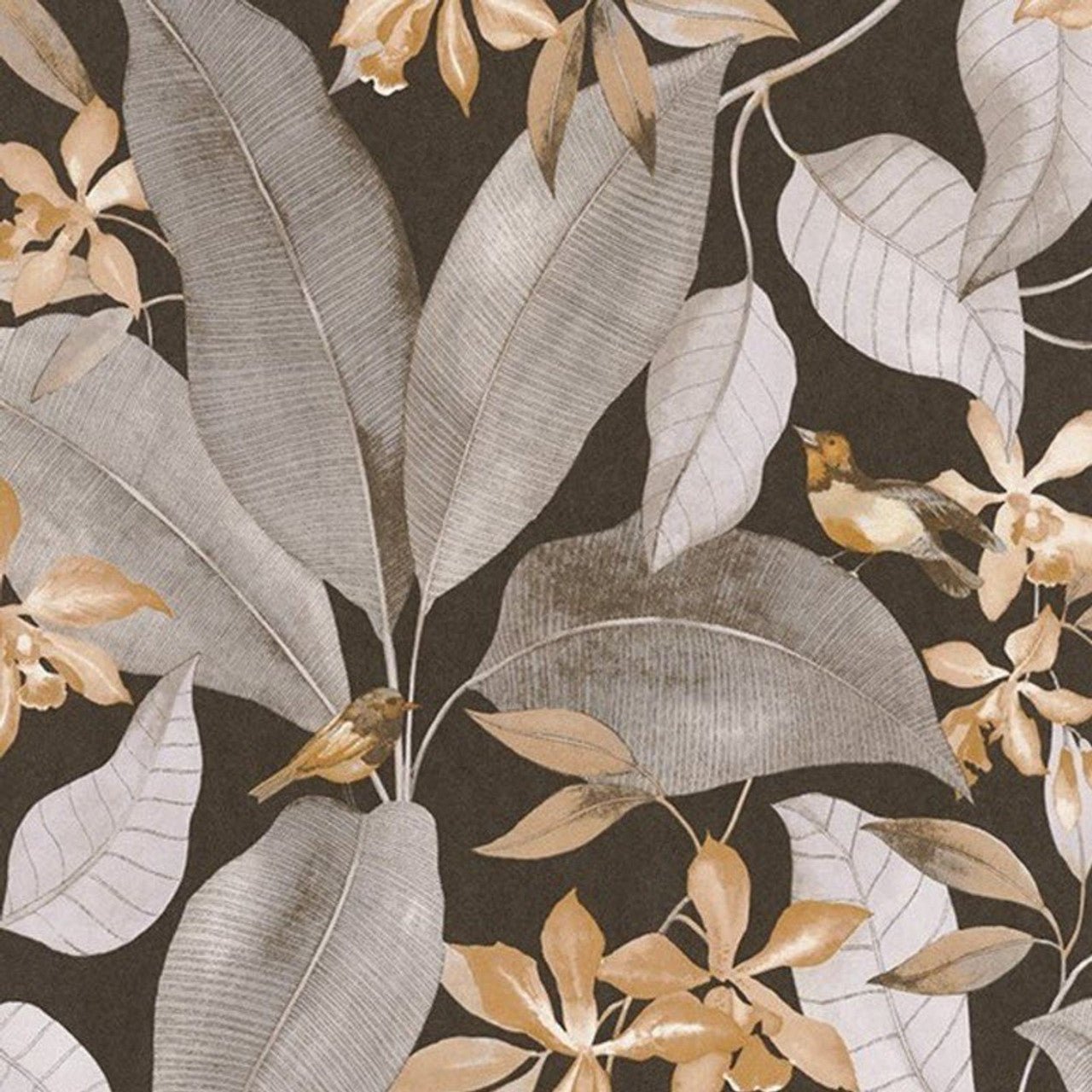 Birdsong Delicacy Wallpaper - Noir And Taupe - Casadeco - 85382414 - Premier Wallcovering