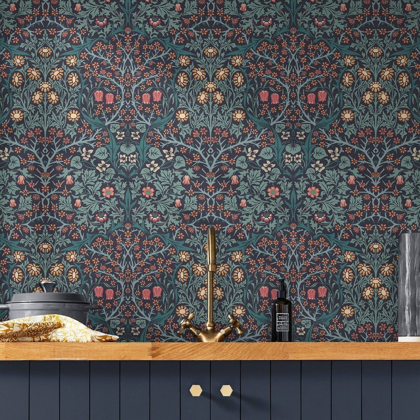 Blackthorn Wallpaper - Navy - 124251 - William Morris AH - Premier Wallcovering