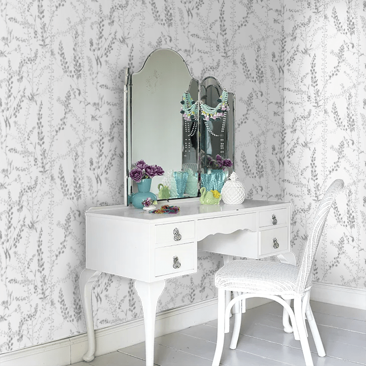 Bladranker Wallpaper - Silver - Boråstapeter - 1786 - Premier Wallcovering