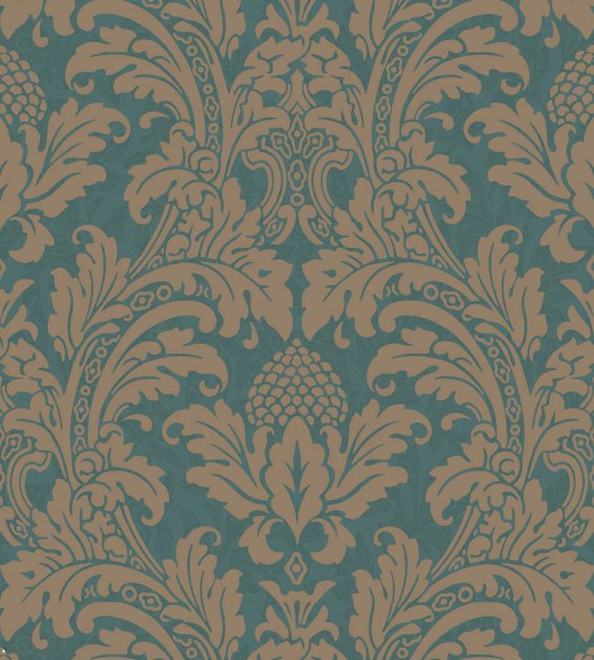 Blake Wallpaper - Metallic Gold on Teal - 94/6031 - Cole & Son - Premier Wallcovering