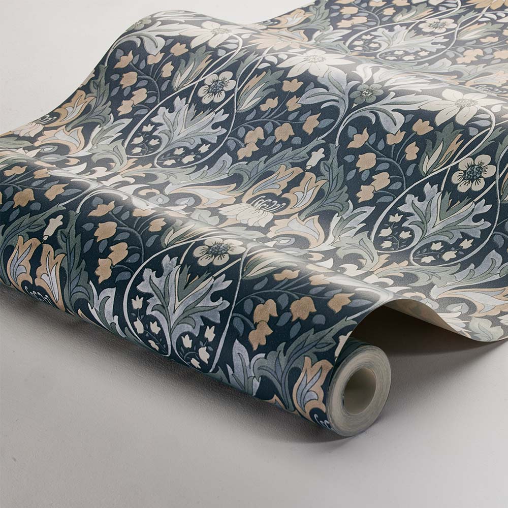 Blomsterfrojd Wallpaper - Midnight Blue - Boråstapeter - 3292 - Premier Wallcovering