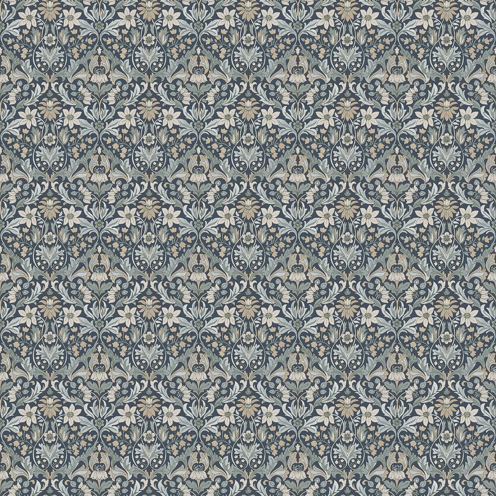 Blomsterfrojd Wallpaper - Midnight Blue - Boråstapeter - 3292 - Premier Wallcovering