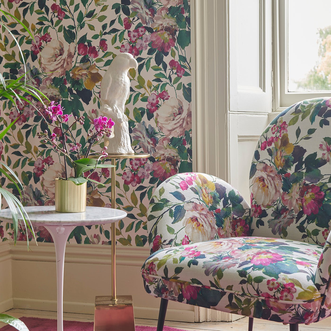 Bloom Wallpaper - Fuchsia - Clarke & Clarke - W0139/03 - Premier Wallcovering
