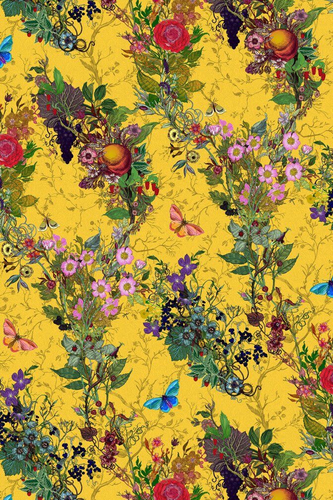 Bloomsbury Garden Wallpaper - Cadmium - Timorous Beasties - BTN/BLM/TXMT/05 - Premier Wallcovering