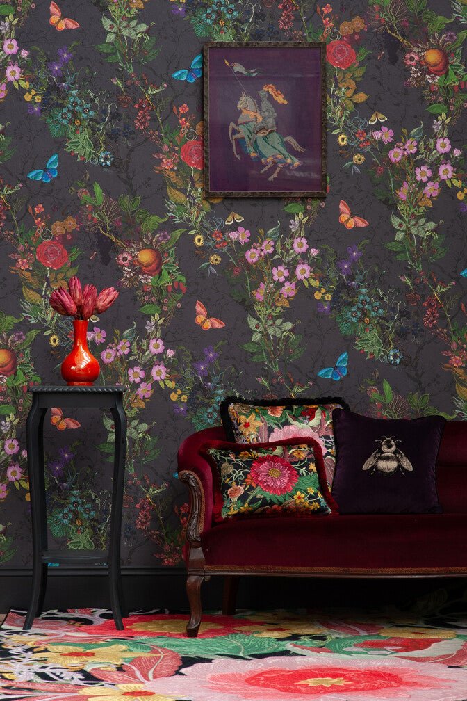 Bloomsbury Garden Wallpaper - Blackberry - Timorous Beasties - BTN/BLM/TXMT/03 - Premier Wallcovering