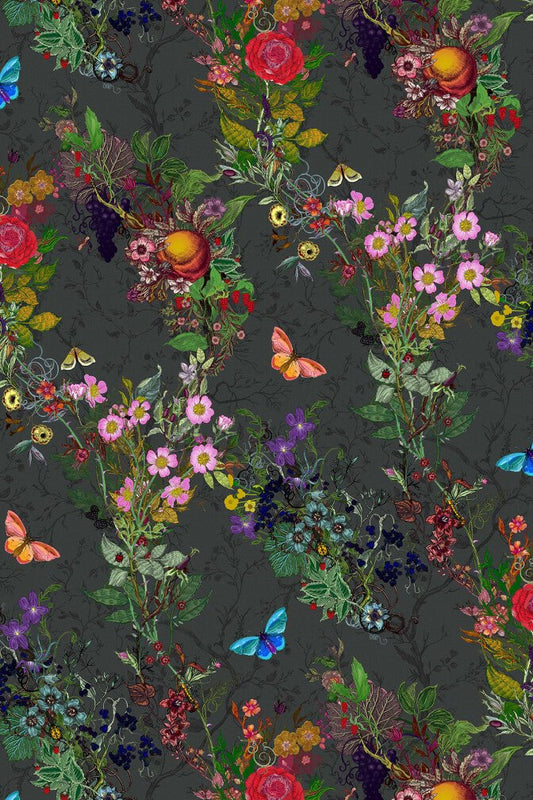 Bloomsbury Garden Wallpaper - Barely Black - Timorous Beasties - BTN/BLM/TXMT/02 - Premier Wallcovering