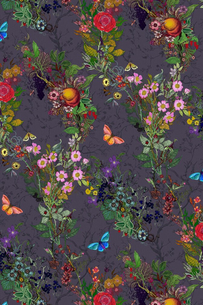 Bloomsbury Garden Wallpaper - Blackberry - Timorous Beasties - BTN/BLM/TXMT/03 - Premier Wallcovering