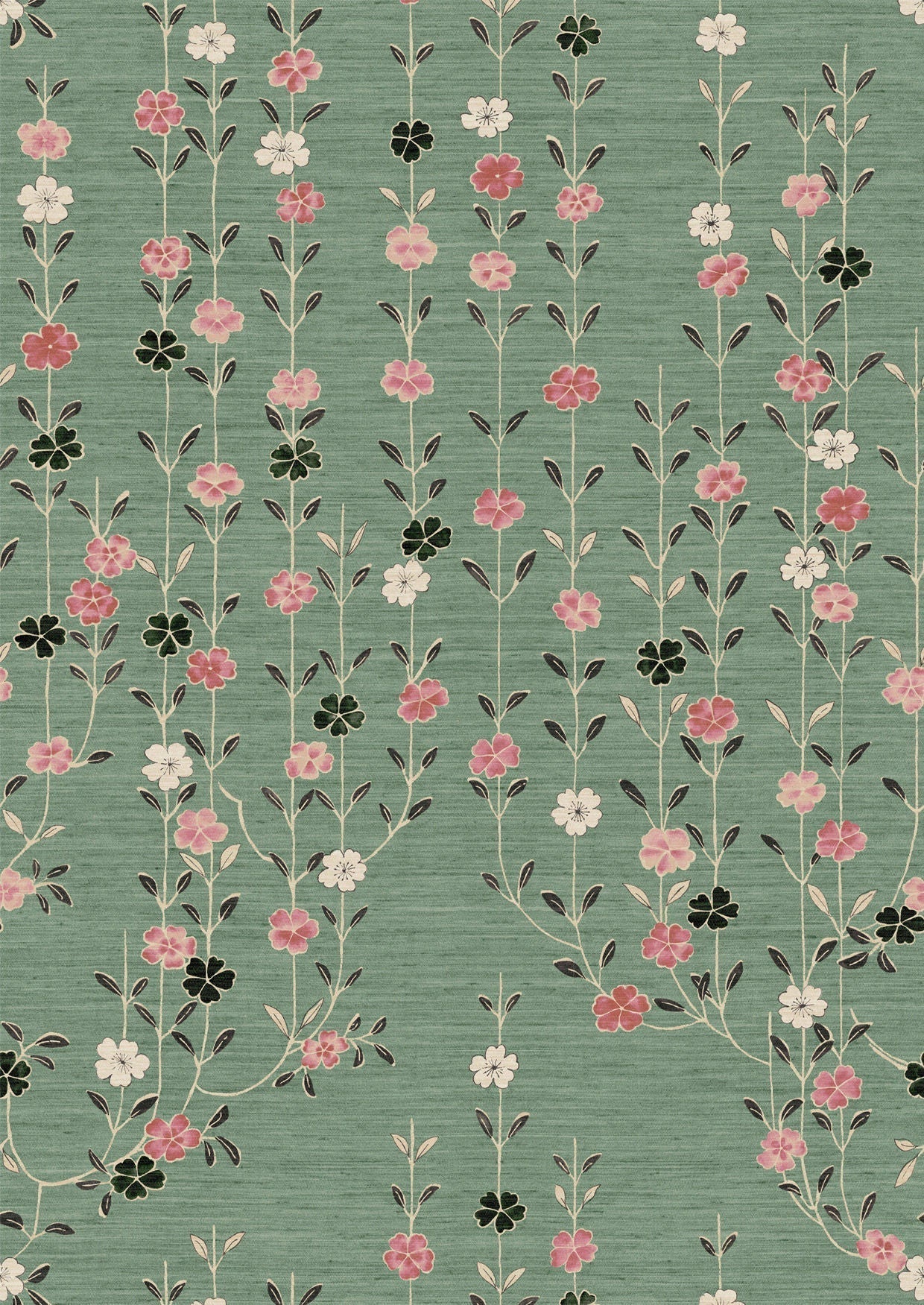 Blossom Wallpaper - Peony Jade - Lewis & Wood - Premier Wallcovering