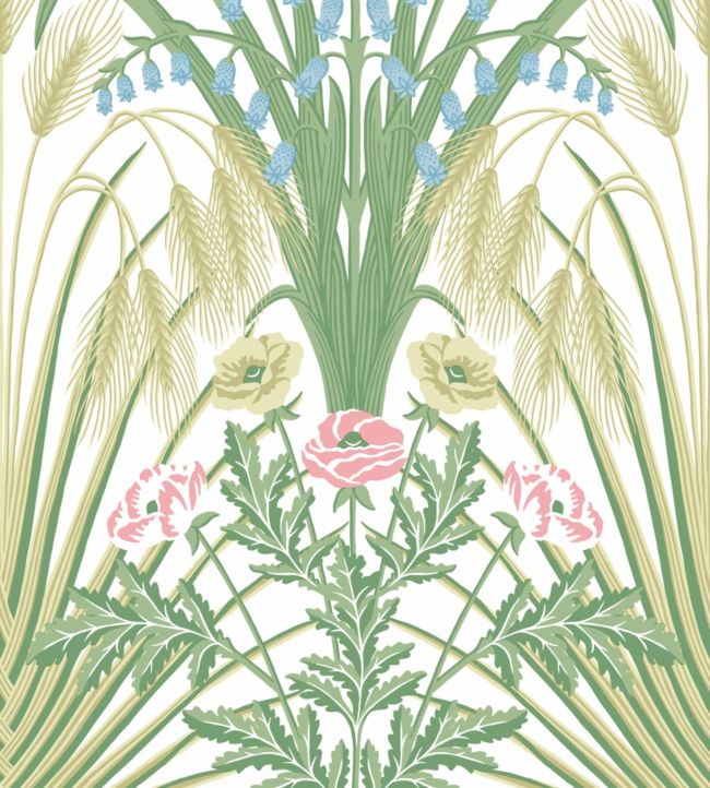 Bluebell Wallpaper - Leaf Green & Cerulean Sky on Chalk - 115/3008 - Cole & Son - Premier Wallcovering