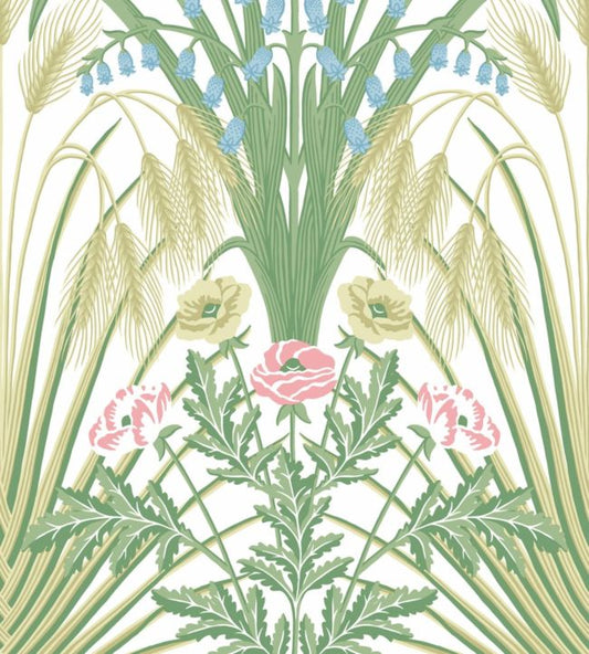 Bluebell Wallpaper - Leaf Green & Cerulean Sky on Chalk - 115/3008 - Cole & Son - Premier Wallcovering